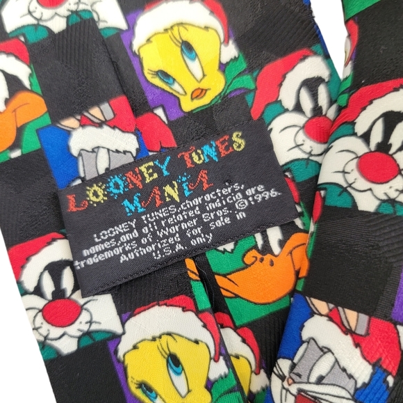 Vintage 90's Looney Tunes Mania Christmas Holiday Classic Necktie OS - Picture 3 of 4